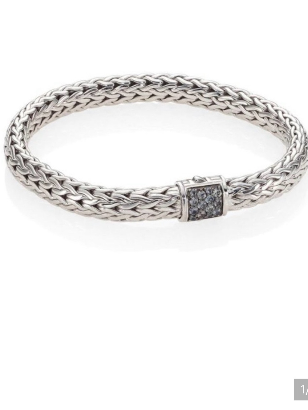 John Hardy Silver Woven Bracelet with Pavé blue sapphires